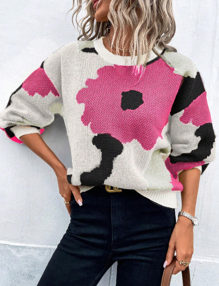 Camila | Maglione a Maglia Floreale Artistico