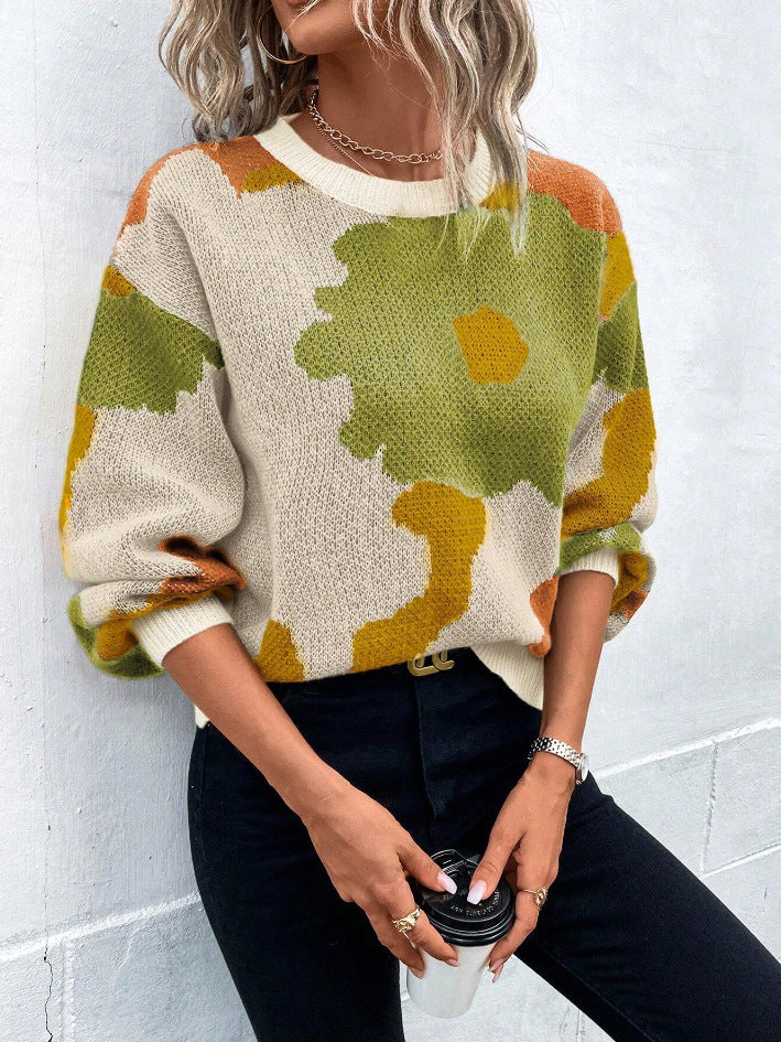 Camila | Maglione a Maglia Floreale Artistico