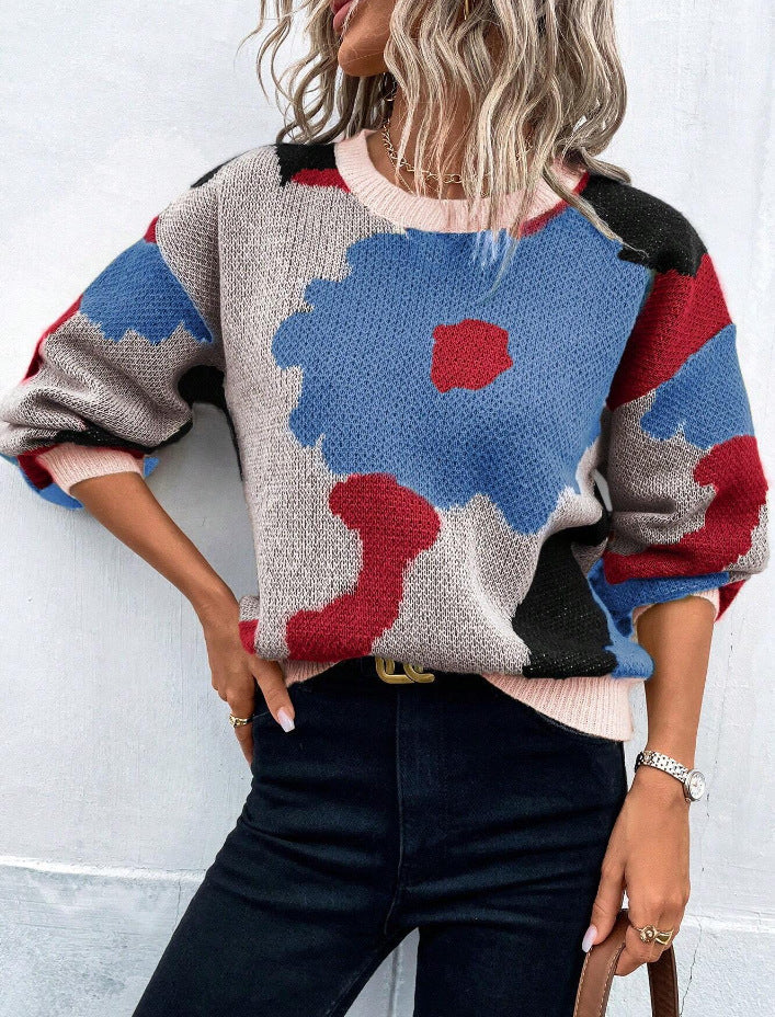 Camila | Maglione a Maglia Floreale Artistico