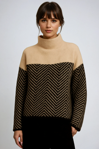 Halle | Maglione con Collo a Funnel Chevron