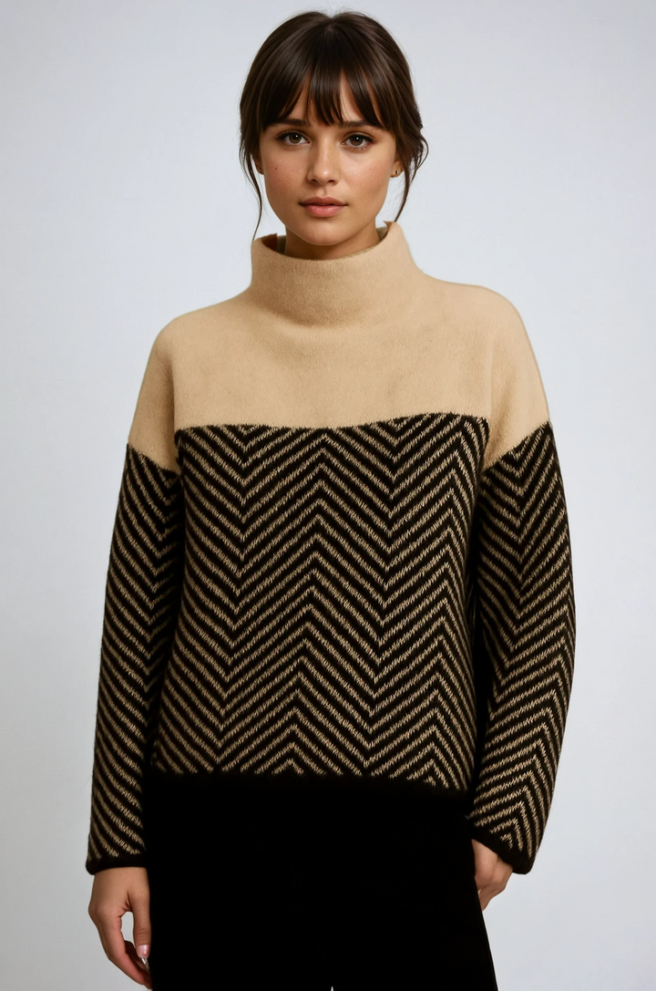 Halle | Maglione con Collo a Funnel Chevron