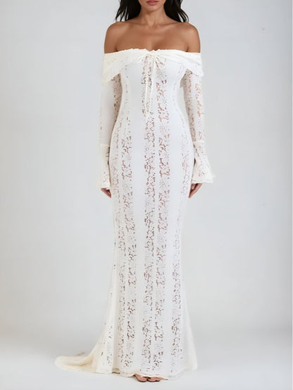 Abito Maxi in Pizzo Off-Shoulder