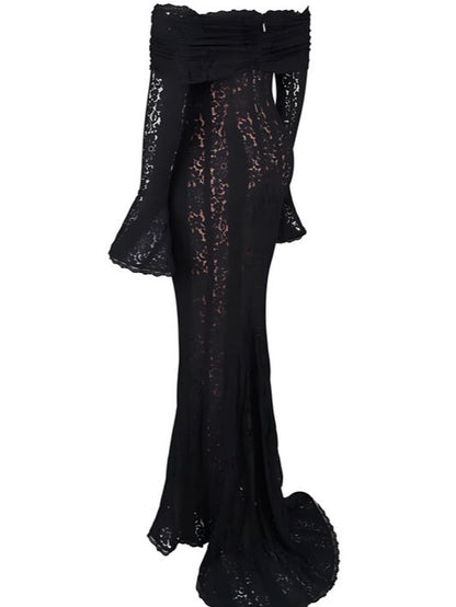 Abito Maxi in Pizzo Off-Shoulder