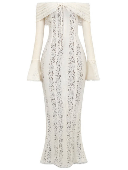 Abito Maxi in Pizzo Off-Shoulder