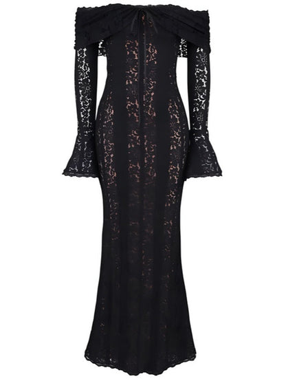 Abito Maxi in Pizzo Off-Shoulder