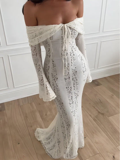 Abito Maxi in Pizzo Off-Shoulder