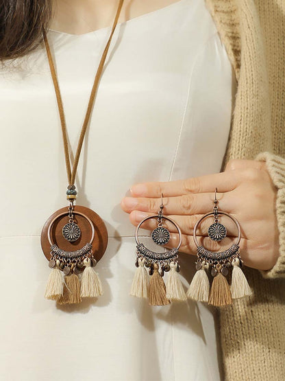 Collana e Orecchini Bohemien Vintage con Frange Distressed