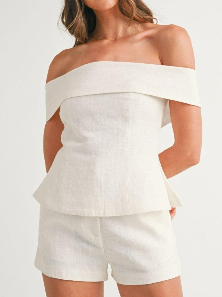 Completo Due Pezzi in Cotone e Lino Bianco