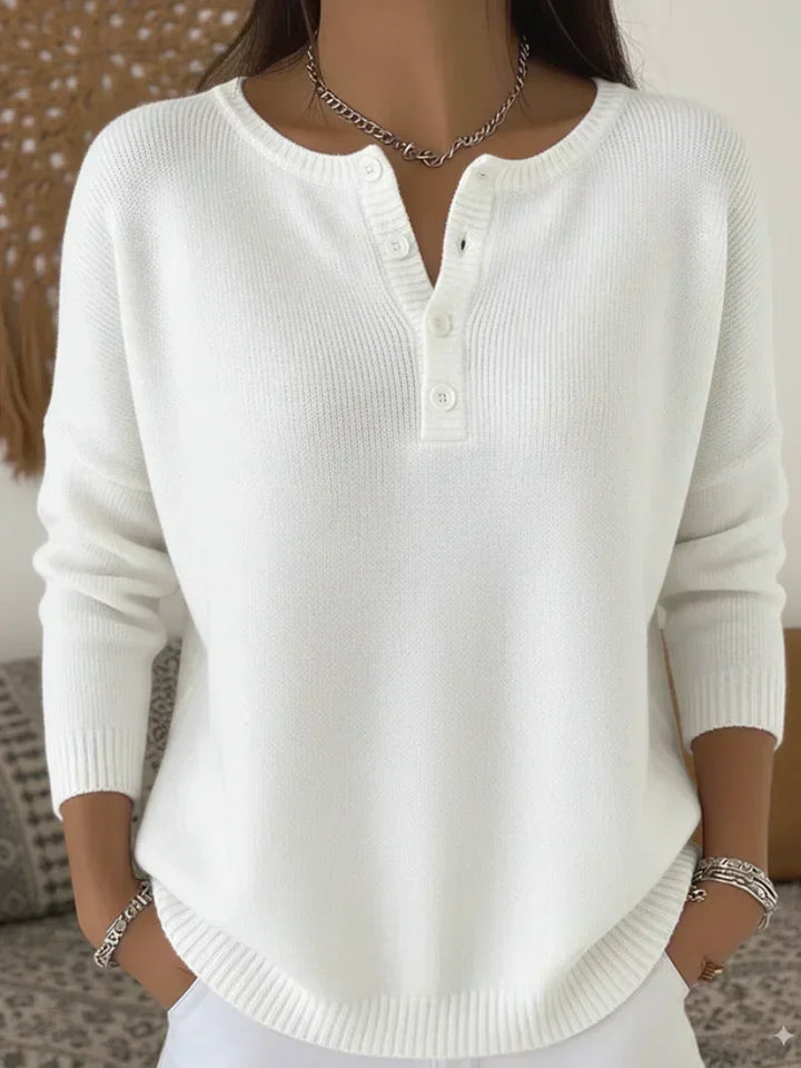 Helena™ | Maglione a Maglia con Bottoni Henley