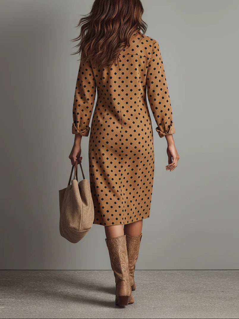 Abito Midi in Faux Suede a Pois