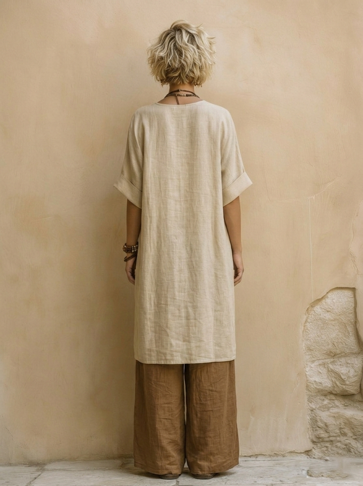 Juliette | Completo tre pezzi nomade bohémien grigio scuro e marrone con motivo tribale