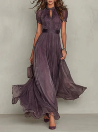 Fabiola Vestito Maxi in Chiffon con Scollatura Aperti Viola