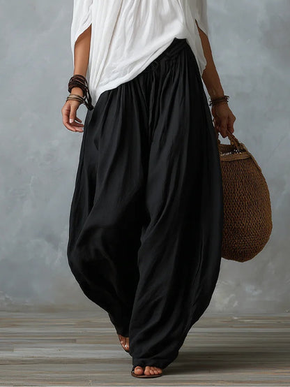 Top Bianco Off-the-shoulder e Set di Pantaloni a Lanternina Svasati