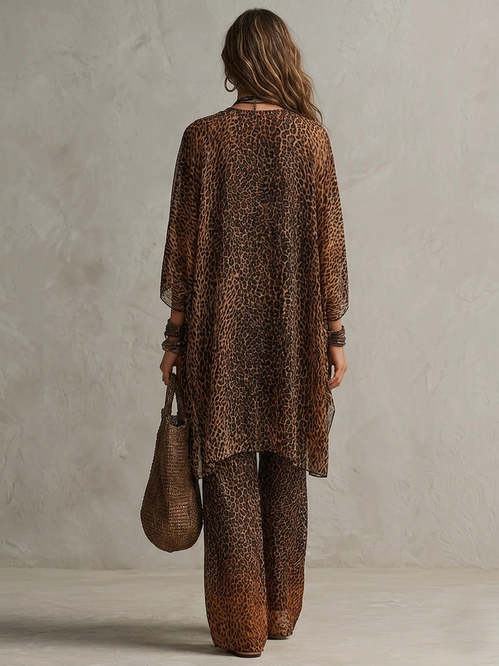 Set di Tre Pezzi con Stampa Leopardo Gradiente Bohemien