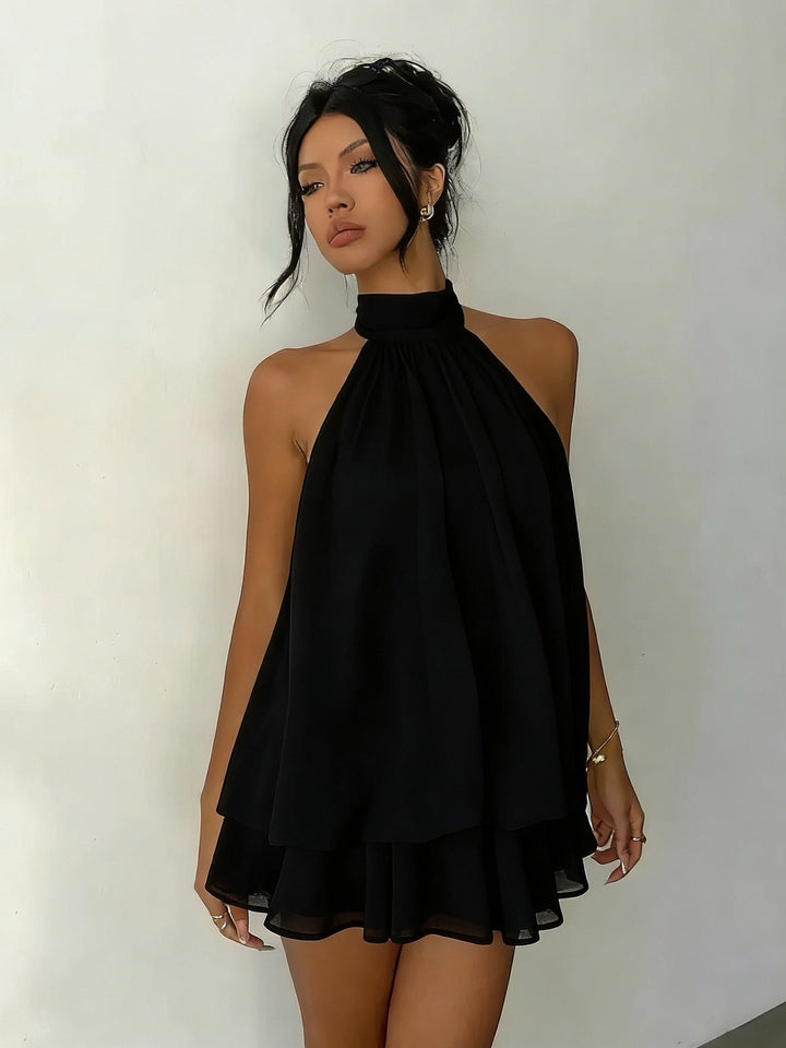 Abito Mini Strato Leggero e Fluttuante con Scollo a Halter