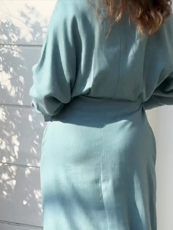 Abito Camicia Elegante a Maniche Lunghe Semplice