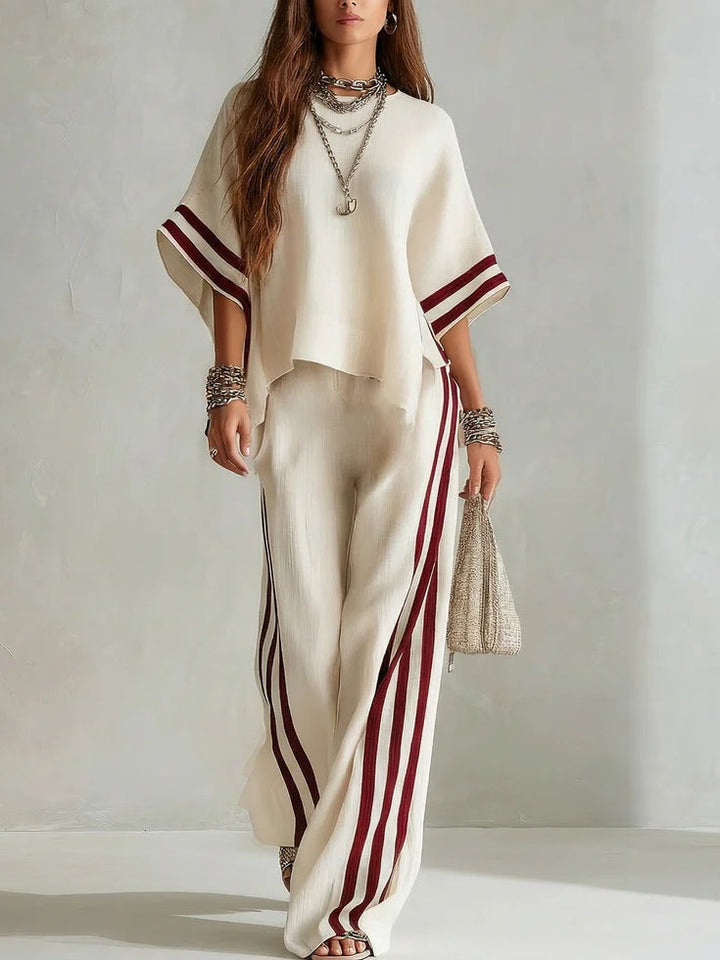 Set di Pantaloni a Righe Colorate a Gamba Larga