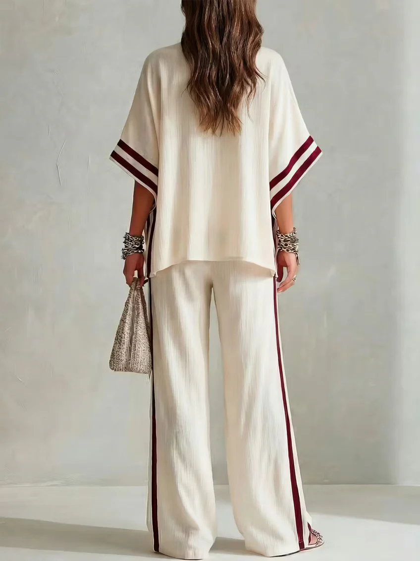 Set di pantaloni larghi a righe colorate casual