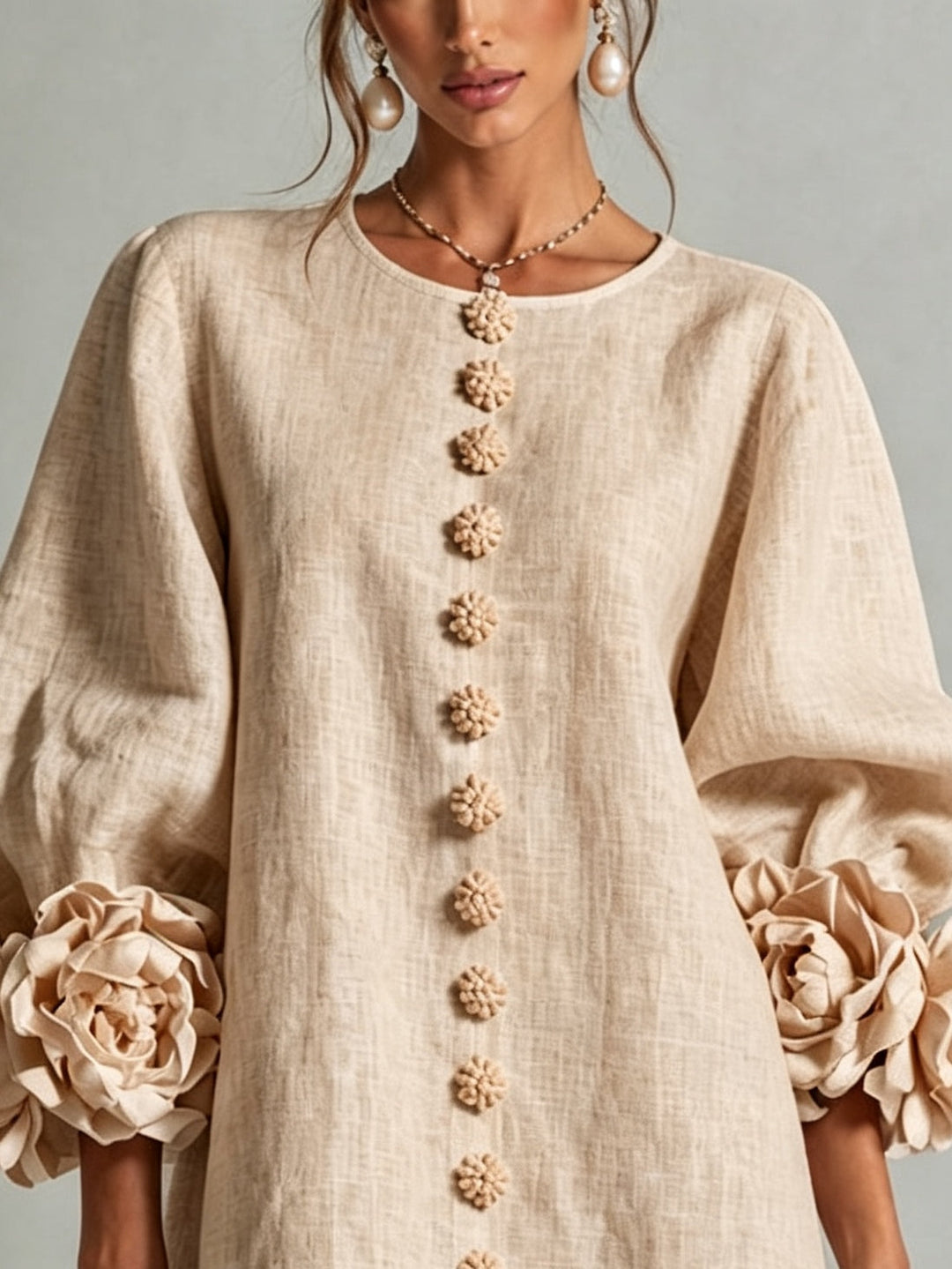 Rosina | Abito Mini con Maniche a Fiore