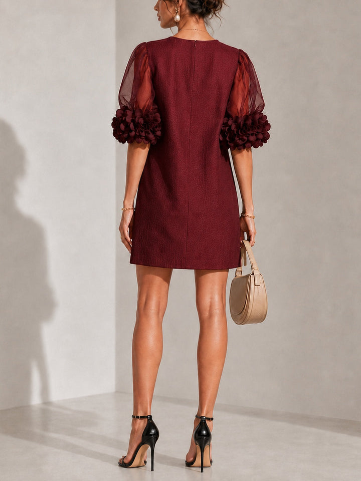 Philippa | Mini Abito con Maniche a Puff e Polsini Floreali
