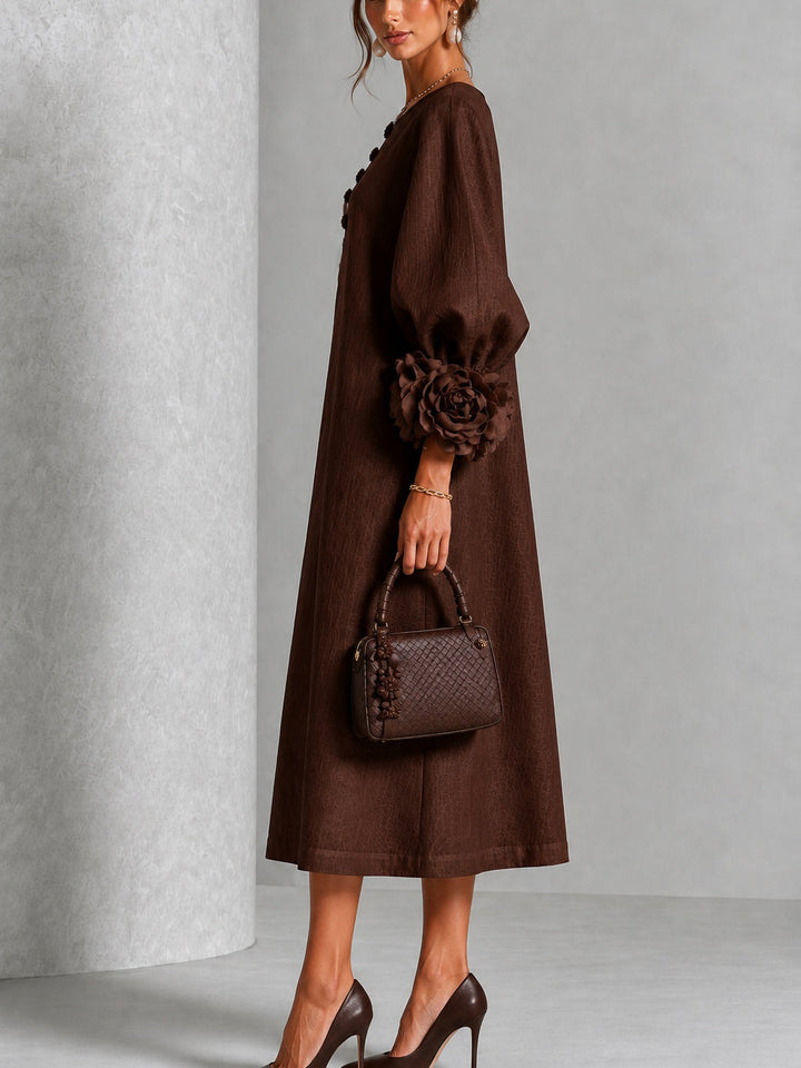 Beverly | Abito Midi con Maniche a Rosetta