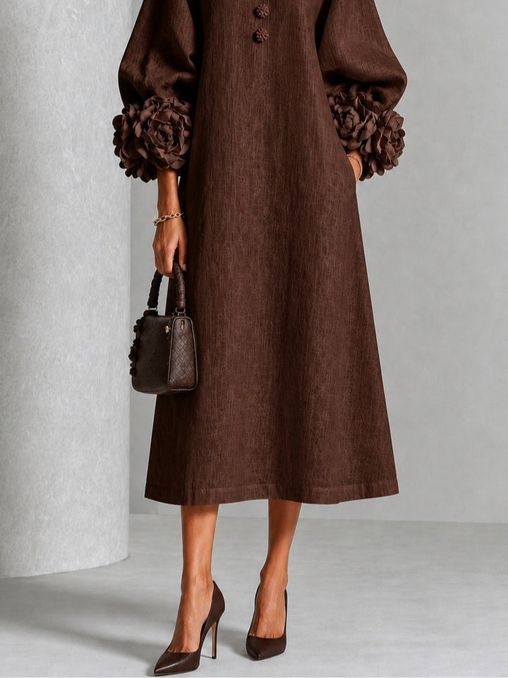 Beverly | Abito Midi con Maniche a Rosetta
