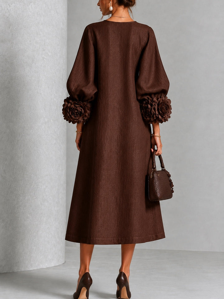 Beverly | Abito Midi con Maniche a Rosetta