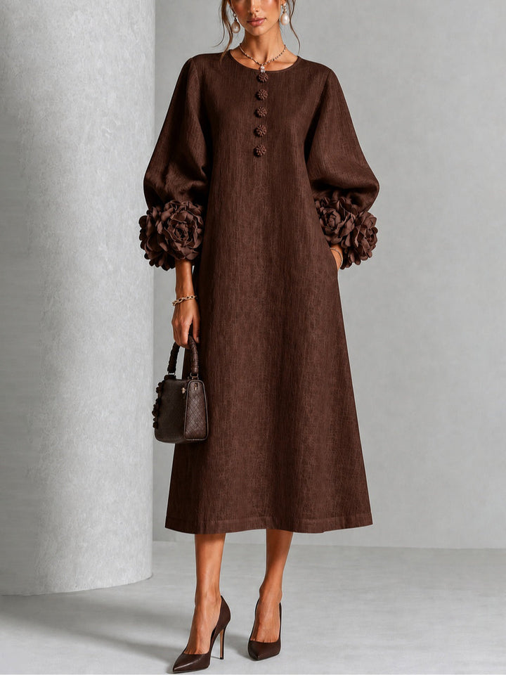 Beverly | Abito Midi con Maniche a Rosetta