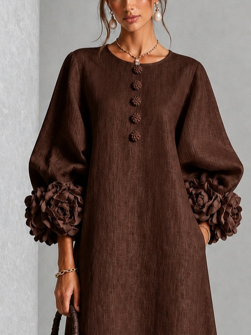 Beverly | Abito Midi con Maniche a Rosetta