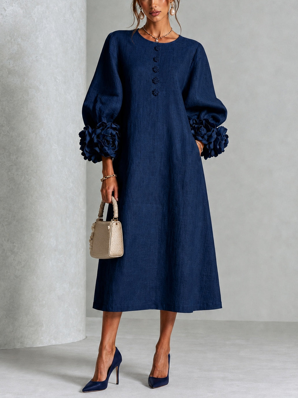 Danica | Abito Midi con Maniche Floreali