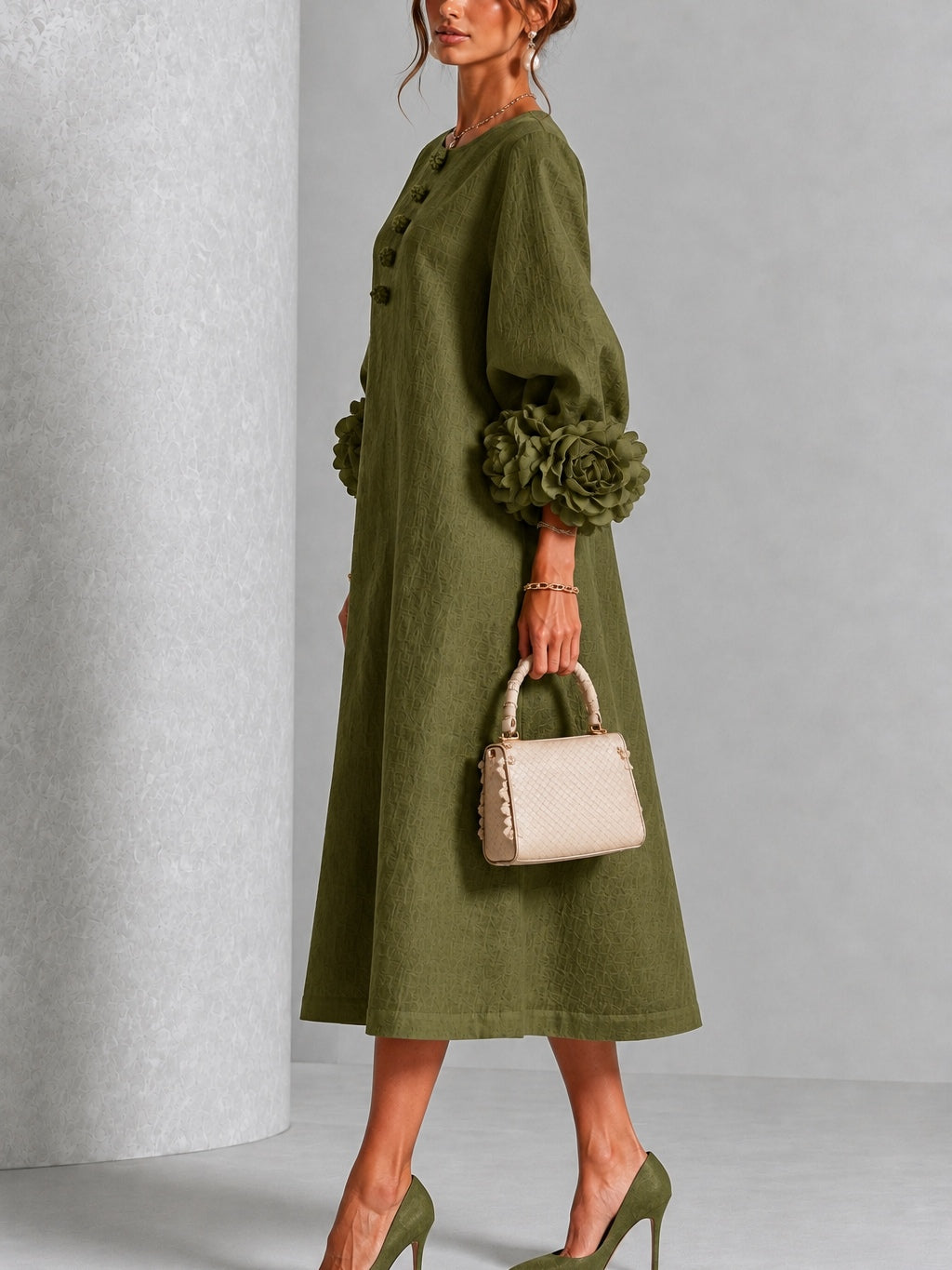 Wilhelmina | Abito Midi con Maniche Floreali