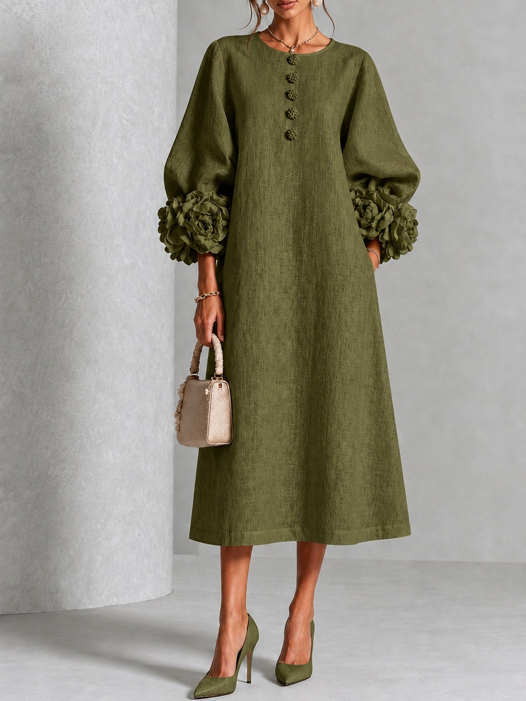 Wilhelmina | Abito Midi con Maniche Floreali