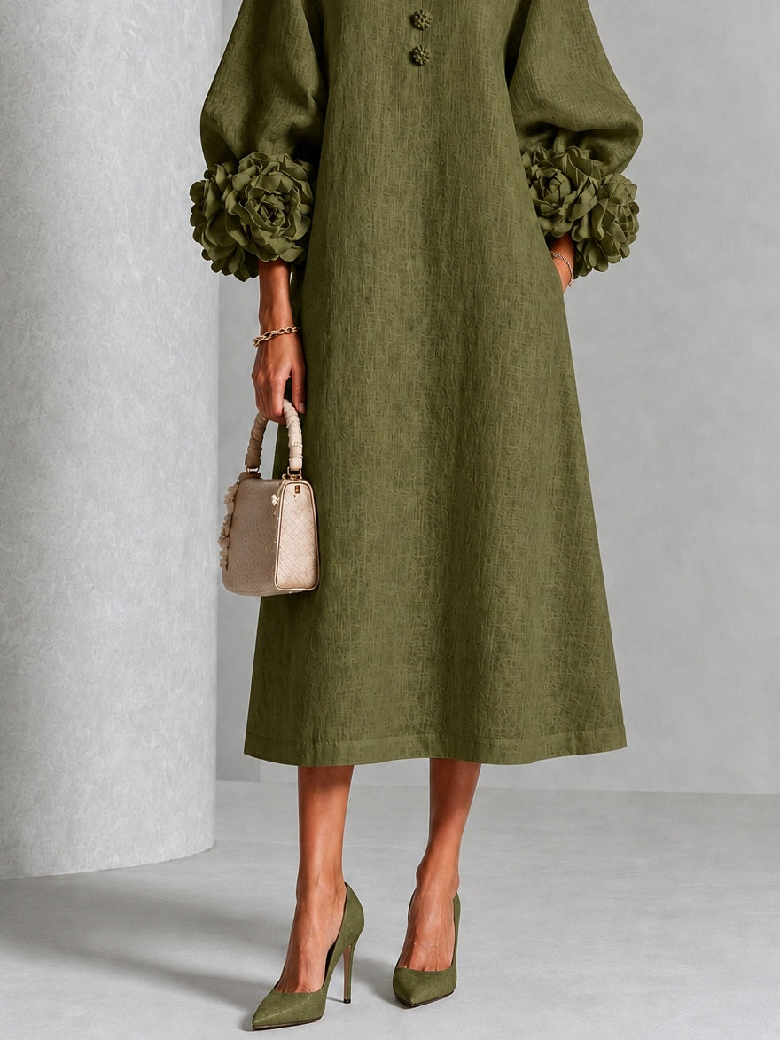 Wilhelmina | Abito Midi con Maniche Floreali