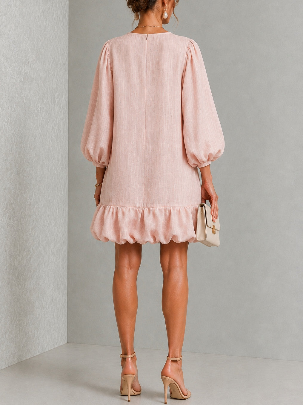 Rosalyn | Mini Abito a Maniche Puff con Bottoni Floreali