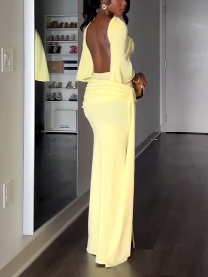Abito Maxi Senza Schiena Giallo