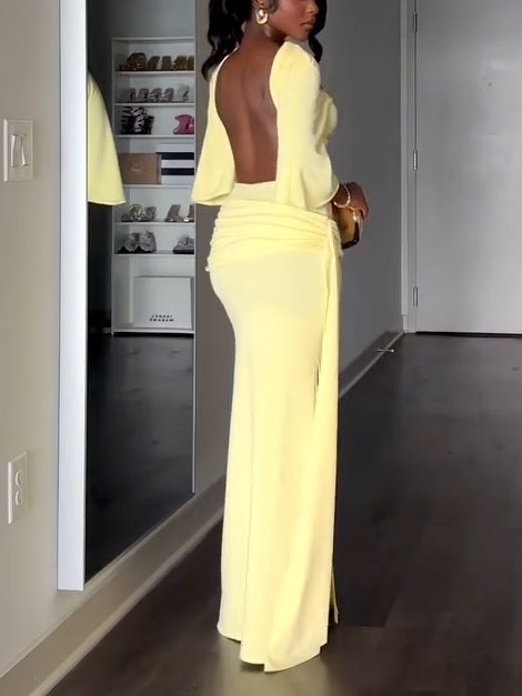 Abito Maxi Senza Schiena Giallo