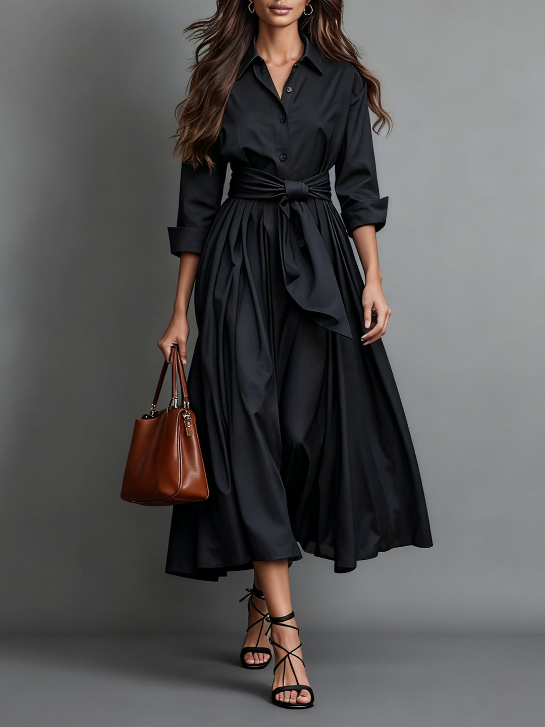 Abito Maxi Camicia Minimalista Classica