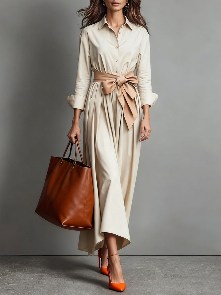 Abito Maxi Camicia Minimalista Classica