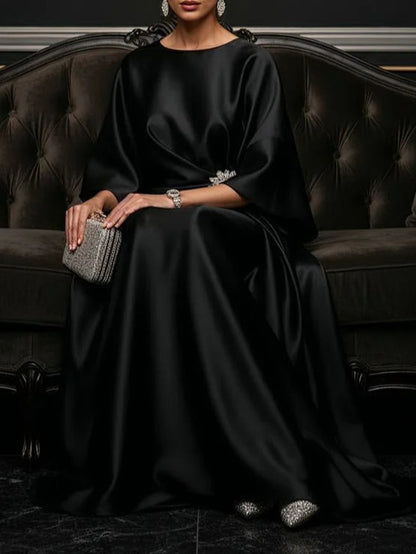 Abito Maxi in Satin Nero Luxe