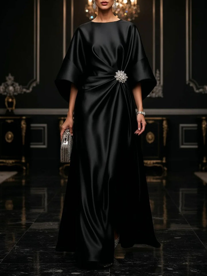 Abito Maxi in Satin Nero Luxe