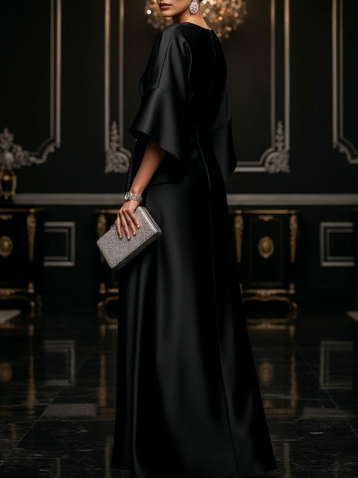 Abito Maxi in Satin Nero Luxe