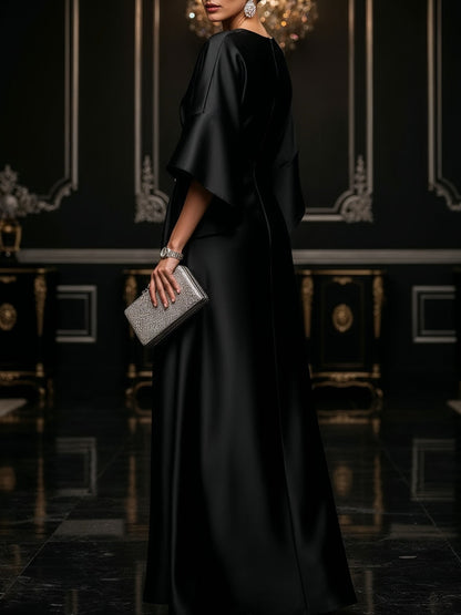 Abito Maxi in Satin Nero Luxe