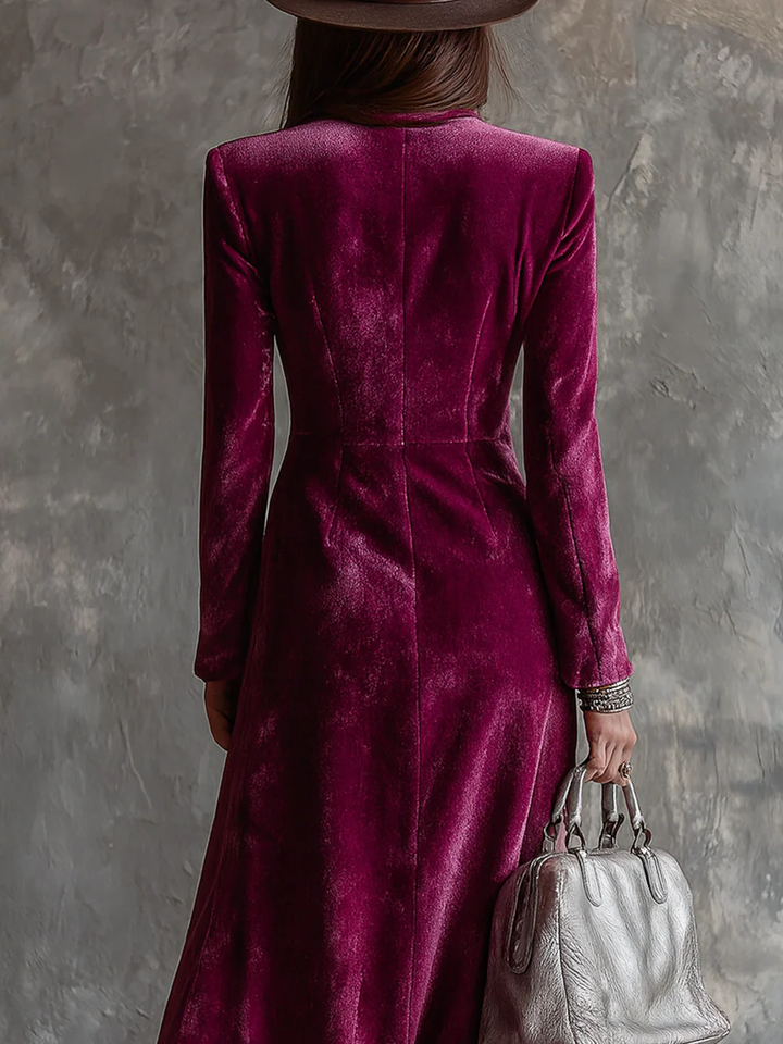 Abito Maxi Blazer Lungo in Velluto Viola
