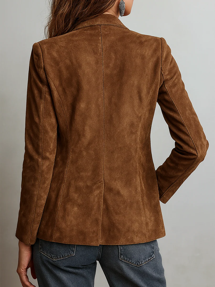 Giacca Vintage in Suede Marrone