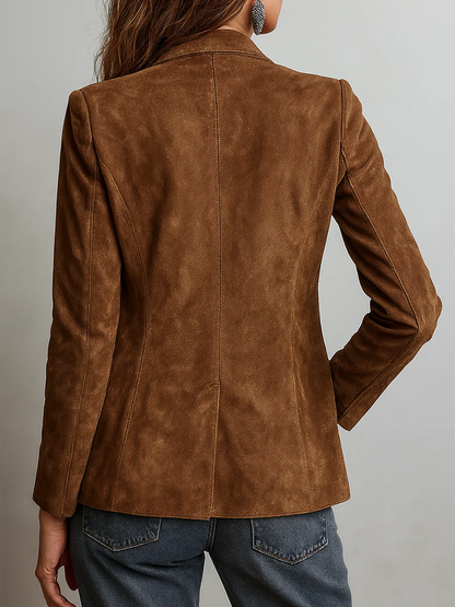 Giacca Vintage in Suede Marrone