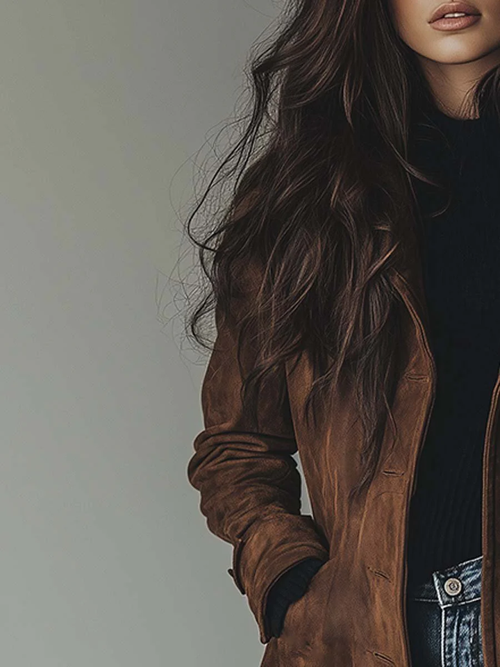 Cappotto Trench in Suede Vintage