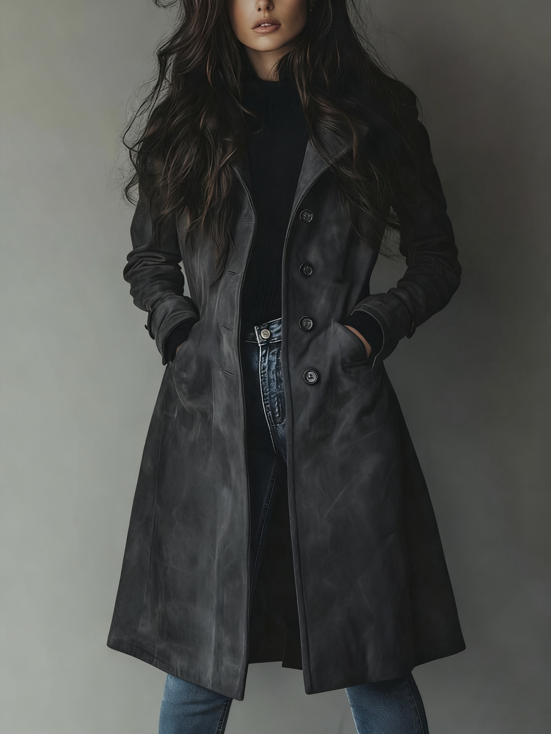 Cappotto Trench in Suede Vintage