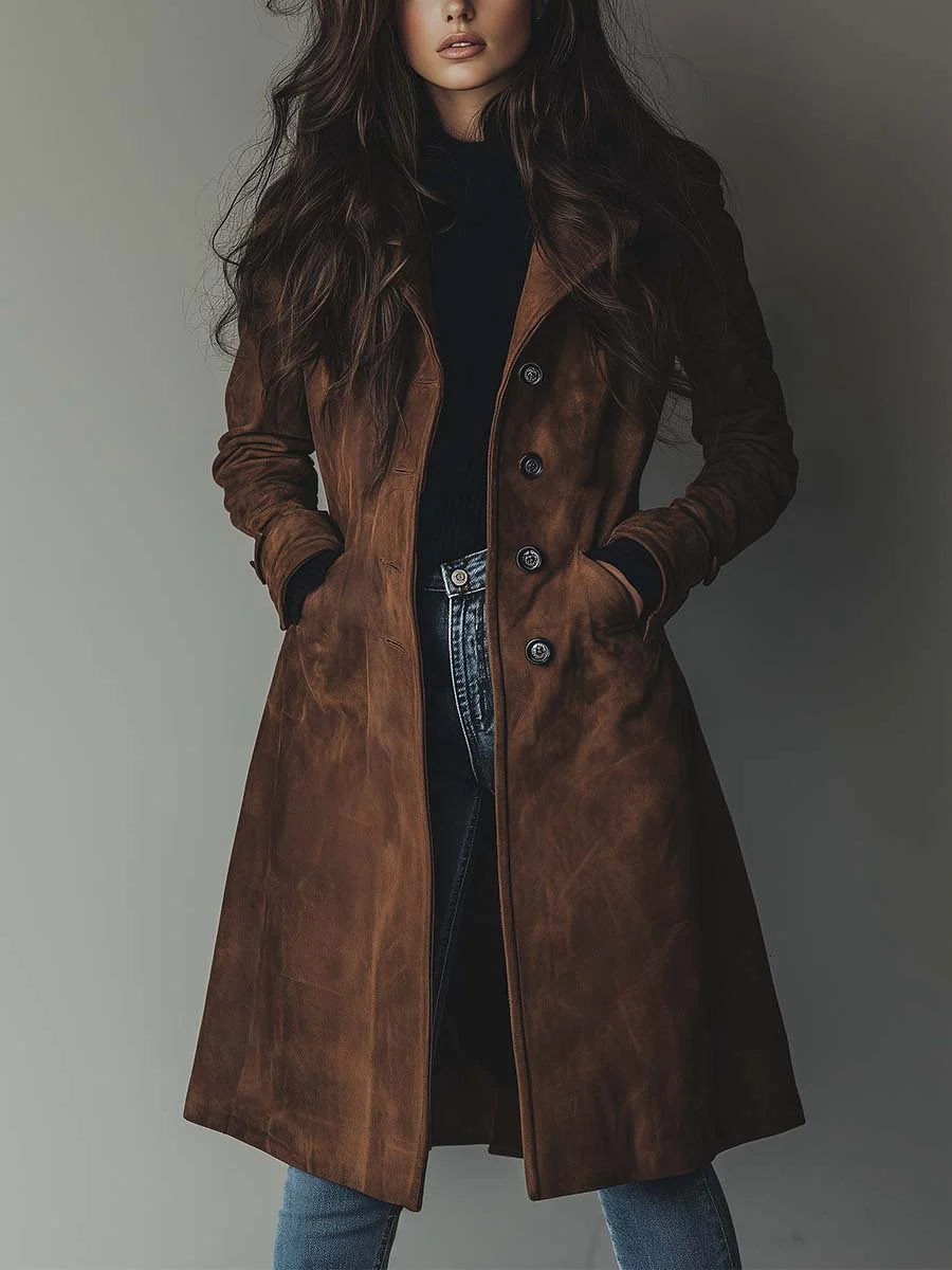 Cappotto Trench in Suede Vintage
