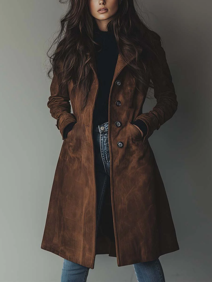 Cappotto Trench in Suede Vintage