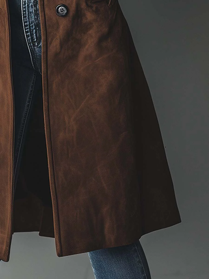 Cappotto Trench in Suede Vintage